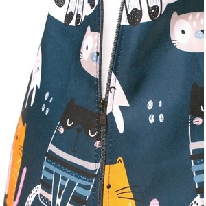 Кресло бескаркасное Mypuff груша, Коты непоседы синие, размер XXXL- Стандарт, мебельный хлопок