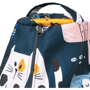 Кресло бескаркасное Mypuff груша, Коты непоседы синие, размер XXXL- Стандарт, мебельный хлопок