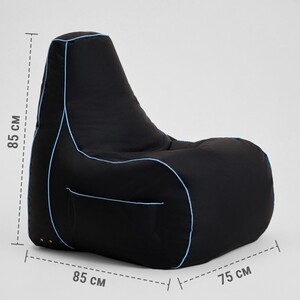 Кресло бескаркасное игровое Mypuff GAME ZONE, оксфорд, черно-голубое