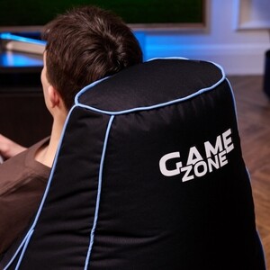 Кресло бескаркасное игровое Mypuff GAME ZONE, оксфорд, черно-голубое