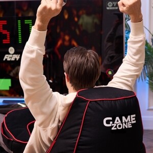 Кресло бескаркасное игровое Mypuff GAME ZONE, оксфорд, черно-красное