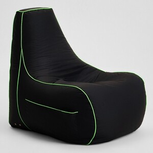 Кресло бескаркасное игровое Mypuff GAME ZONE, оксфорд, черно-салатовое