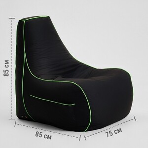 Кресло бескаркасное игровое Mypuff GAME ZONE, оксфорд, черно-салатовое