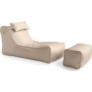 Кресло бескаркасное Mypuff лежак шезлонг, Лонг Бежевый, оксфорд 600