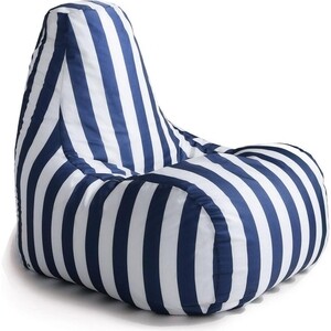 Кресло-пуф шезлонг Mypuff Бело-синий, оксфорд