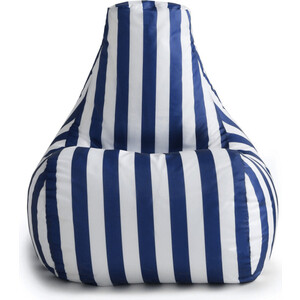 Кресло-пуф шезлонг Mypuff Бело-синий, оксфорд