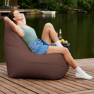 Кресло-пуф шезлонг Mypuff Шоколад, оксфорд 600