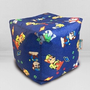 Пуфик бескаркасный Mypuff кубик, Щенячий дозор, принтованный оксфорд