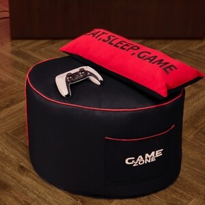 Пуфик бескаркасный Mypuff Игровой столик, GAME ZONE, оксфорд, черно-красный