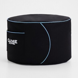 Пуфик бескаркасный Mypuff Игровой столик, GAME ZONE, оксфорд, черно-голубой