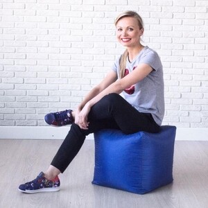 Пуфик бескаркасный Mypuff кубик, Бирюза, оксфорд (k_372)