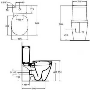 Унитаз-компакт Ideal Standard Connect Arc с сиденьем микролифт (E803601, E785601, E772401)