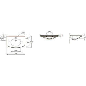 Раковина Jacob Delafon Presquile 85x55,5 см (E1268-00)