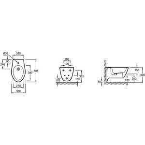 Биде Jacob Delafon Presqu`ile via подвесное удлиненное 58.5х37 см (E1745-00)