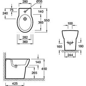 Биде Jacob Delafon Ove высокое 55х45 см (E1009-00)