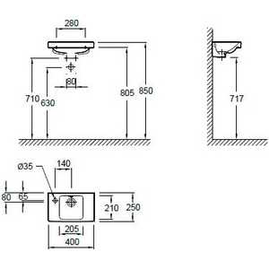 Раковина Jacob Delafon Odeon up с отверстием справа 40x25 см (E4799-00)
