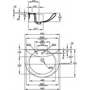 Раковина Jacob Delafon Odeon полувстраиваемая 66x52 см (E1069-00)