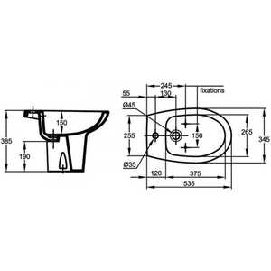 Биде Jacob Delafon Brive 2 53.5х34 см (E1388-00)