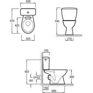 Унитаз (чаша) Jacob Delafon Brive-2 (E1828-00)