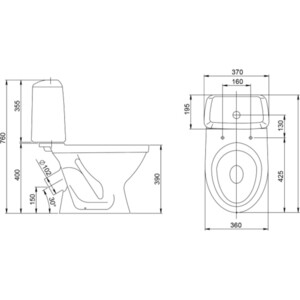 Унитаз-компакт Santeri Соната Стандарт косой выпуск, с сиденьем (1.P201.2.S00.00B.F)
