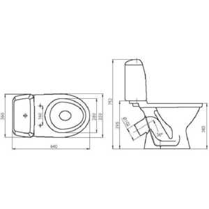 Унитаз-компакт Santeri Соната-люкс косой выпуск, с бачком Соната кнопочная арматура Alca Plast и сиденье MKW Duroplast (1.P203.0.S00.00B.F)