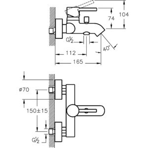 Смеситель для ванны Vitra Minimax S (A41994EXP)