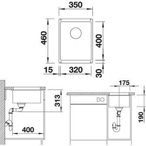 Кухонная мойка Blanco SubLine 320-U темная скала (523407)