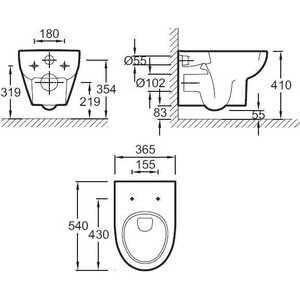 Унитаз подвесной (чаша) Jacob Delafon Odeon up без сиденья (E4764-00)
