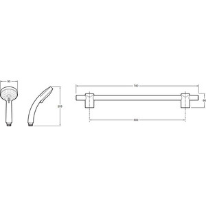 Душевой гарнитур Jacob Delafon Citrus с мыльницей, 60 см, хром (E12907-CP)