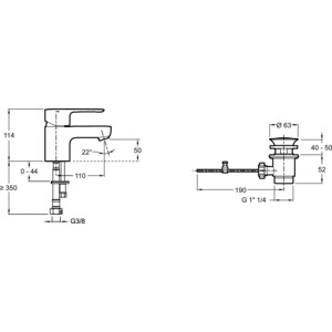 Смеситель для раковины Jacob Delafon July с донным клапаном, хром (E16027-4-CP)