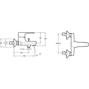Смеситель для ванны Jacob Delafon July хром (E16033-4-CP)