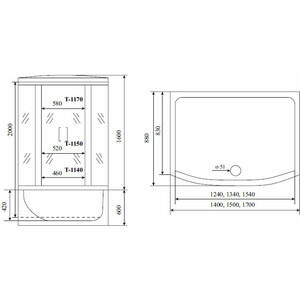 Душевая кабина Timo Standart 150х88х220 стекло прозрачное (T-1150)