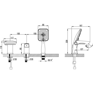 Смеситель на борт ванны Lemark Unit (LM4545C)