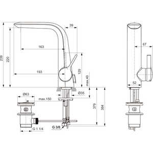 Смеситель для раковины Ideal Standard Melange с донным клапаном (A6041AA)
