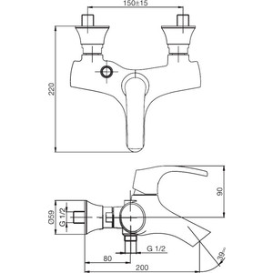Комплект смесителей Jacob Delafon Symbol для раковины, ванны, с душем, хром (E71680-CP, E72680-CP)