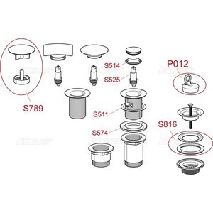 Донный клапан AlcaPlast Click-clack 5/4" цельнометаллический, с большой заглушкой (A390)