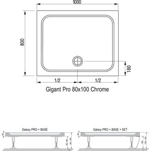 Душевой поддон Ravak Gigant Pro Chrome 100x80 см (XA04A401010)