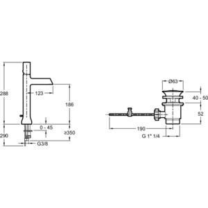 Смеситель для раковины Jacob Delafon Toobi с донным клапаном, хром (E8990-CP)