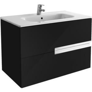 Тумба под раковину Roca Victoria Nord Black Edition 80 черный глянец (ZRU9000097)