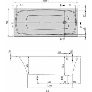 Ванна квариловая Villeroy Boch My Art 170x75 см белая с ножками (UBQ170MYA2V-01)