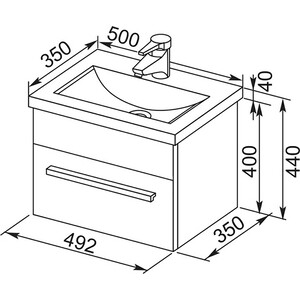 Тумба под раковину Aquanet Нота 50 белая (159138)