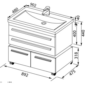 Тумба под раковину Aquanet Нота 90 белая (171492)