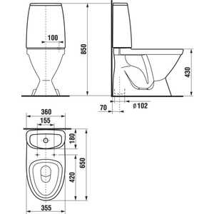 Унитаз компакт Jika Lyra plus scandia вертикальный выпуск 2ой смыв (8.2628.9.000.771)