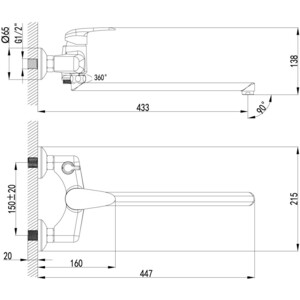 Смеситель для ванны Lemark Pramen (LM3317C)