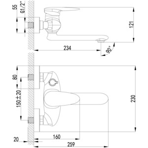 Смеситель для ванны Lemark Status (LM4414C)