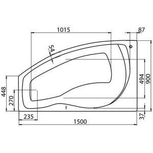 Акриловая ванна Santek Майорка 150х90 левая, каркас, слив-перелив (1WH111984, 1WH112431)