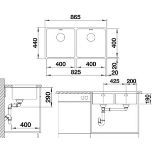Кухонная мойка Blanco Andano 400/400-U (522987)
