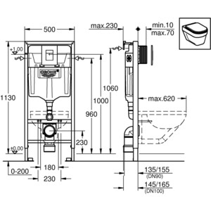 Комплект унитаза Roca Meridian Compact с инсталляцией, кнопкой, сиденьем микролифт (346248000, 8012AC00B, 38772001)