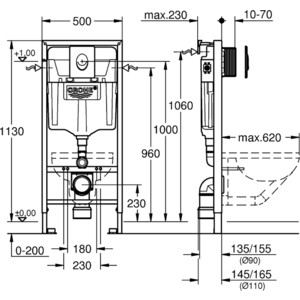 Инсталляция для унитаза Grohe Rapid SL с кнопкой Skate Air хром (38721001)
