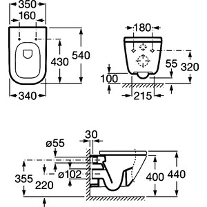 Унитаз подвесной (чаша) Roca Gap Clean Rim безободковый (34647L000)